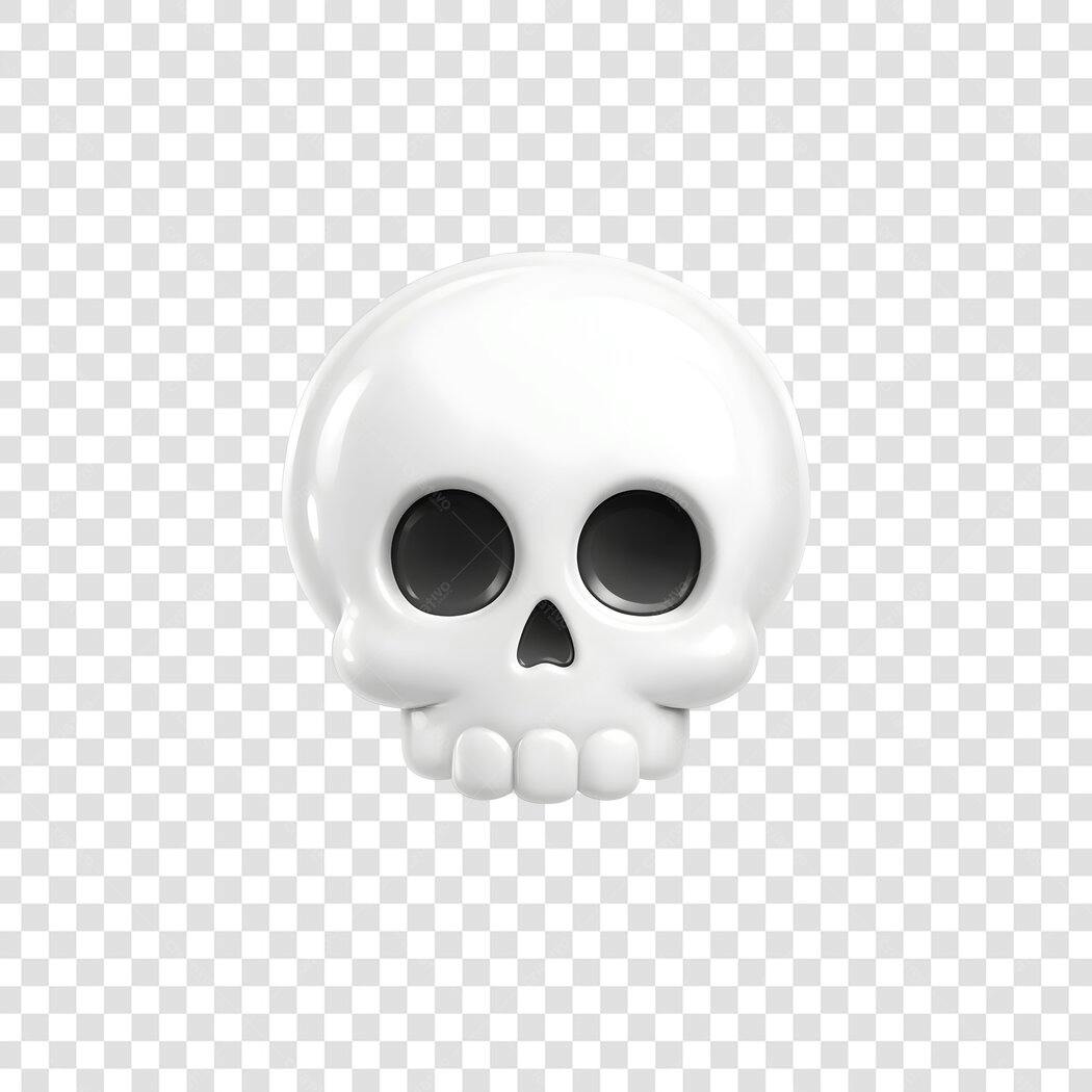 Elemento 3D Crânio Halloween 31 Outubro PNG Fundo Transparente