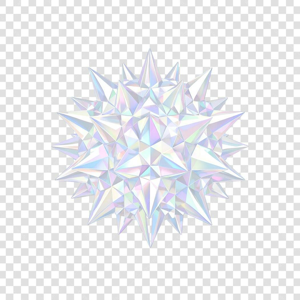 Elemento 3D Cristal Holográfico Abstrato PNG Fundo Transparente