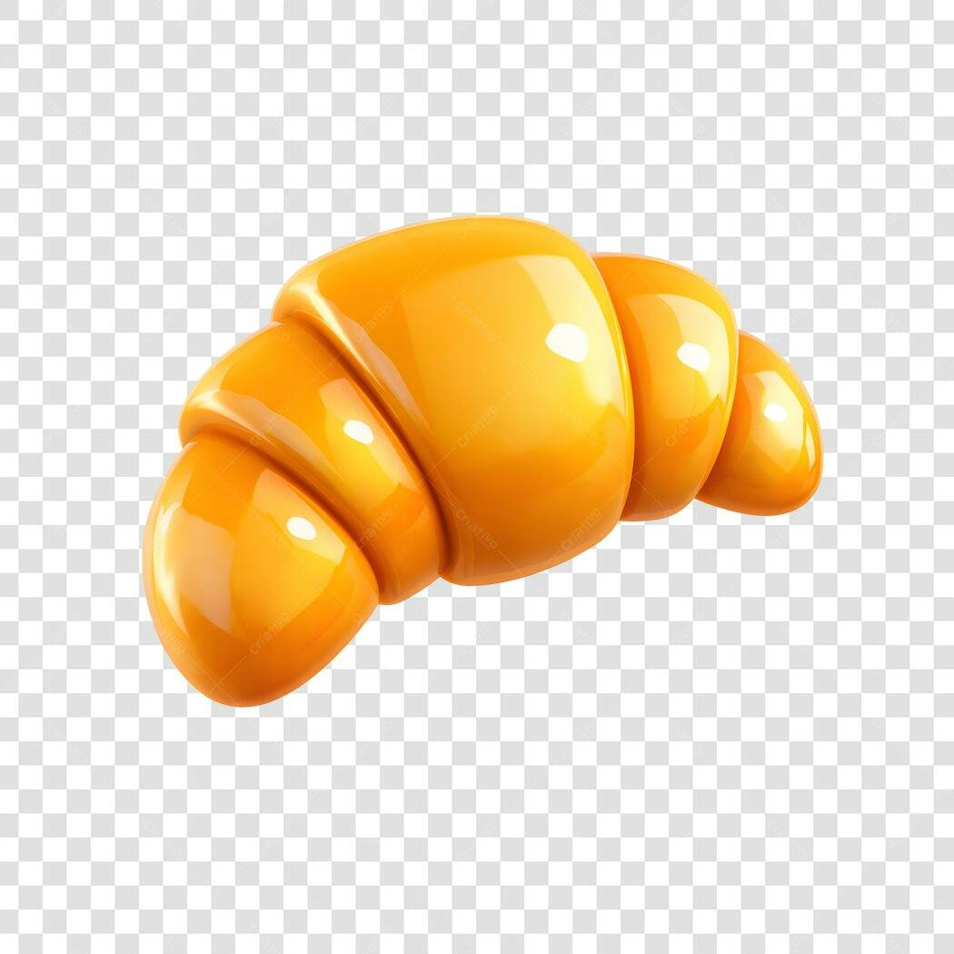 Elemento 3D Croissant Padaria Lanchonete PNG Fundo Transparente