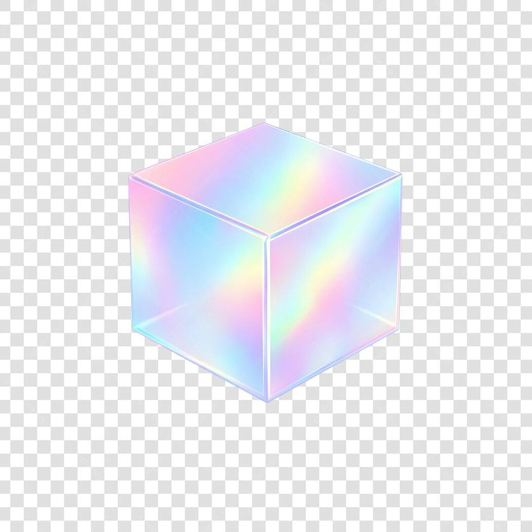 Elemento 3D Cubo Holográfico Gradiente PNG Fundo Transparente