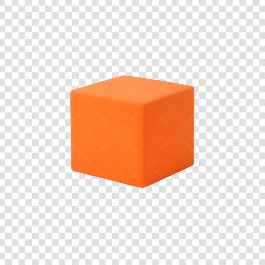 Elemento 3D Cubo Laranja Sólido PNG Fundo Transparente