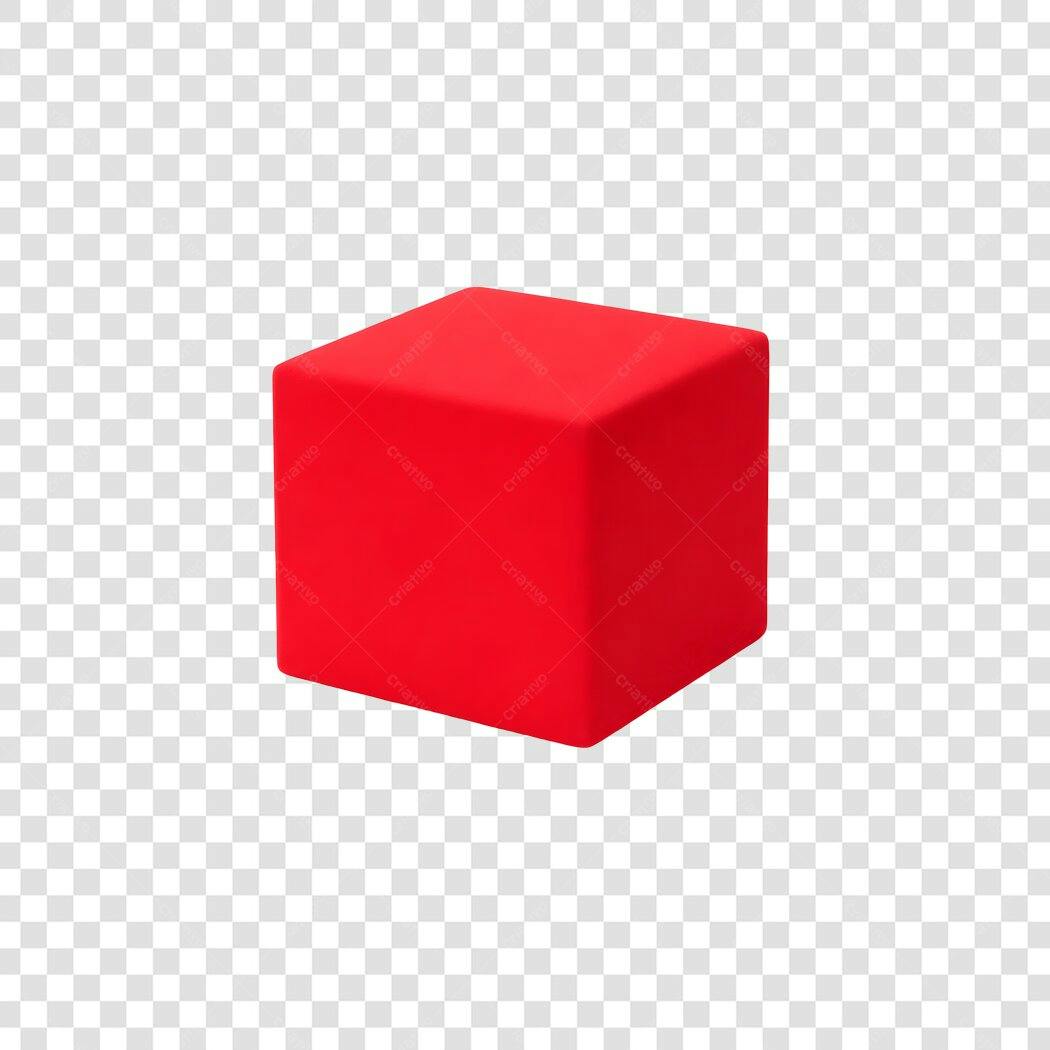 Elemento 3D Cubo Vermelho Geométrico PNG Fundo Transparente