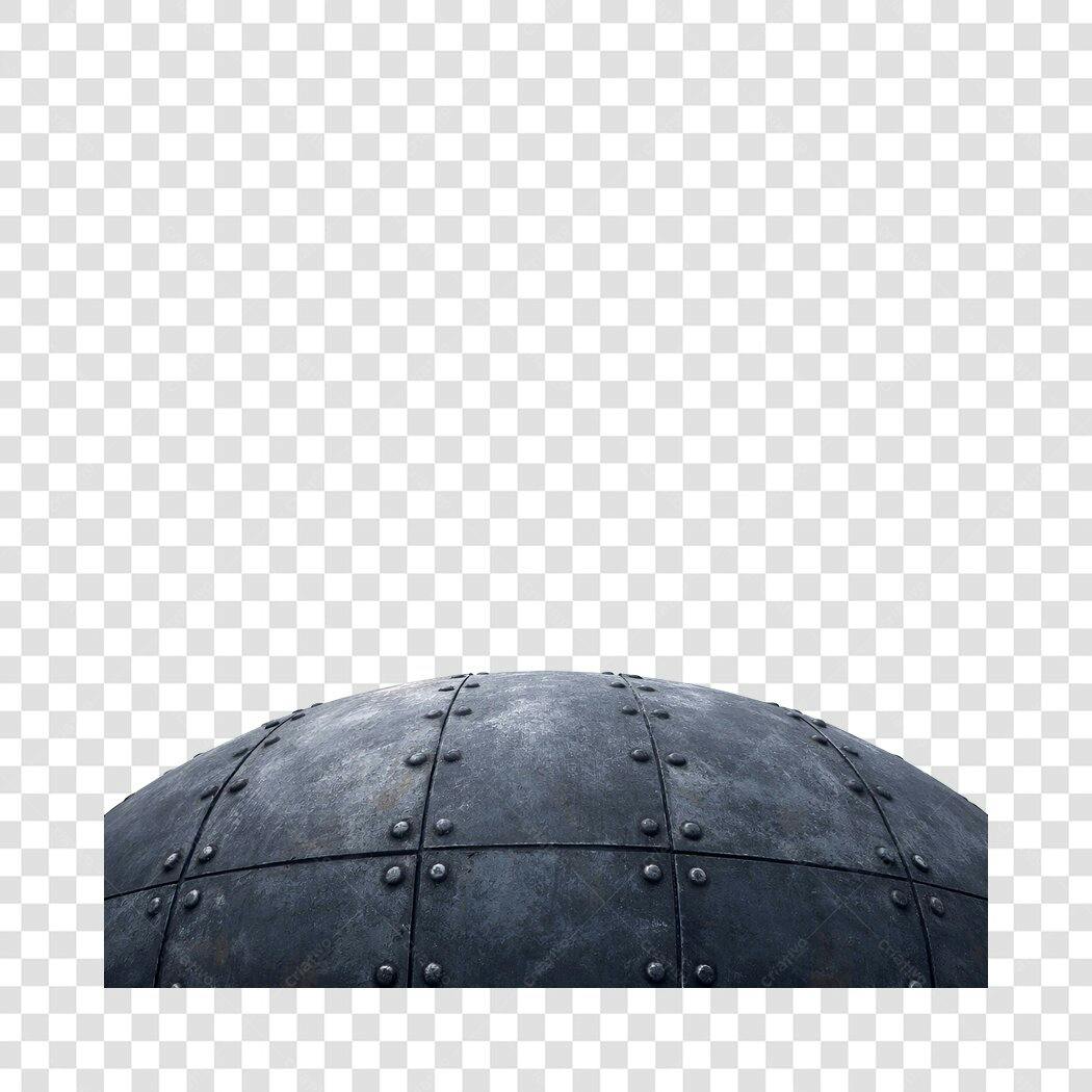 Elemento 3D Cúpula Metálica Rebitada PNG Fundo Transparente