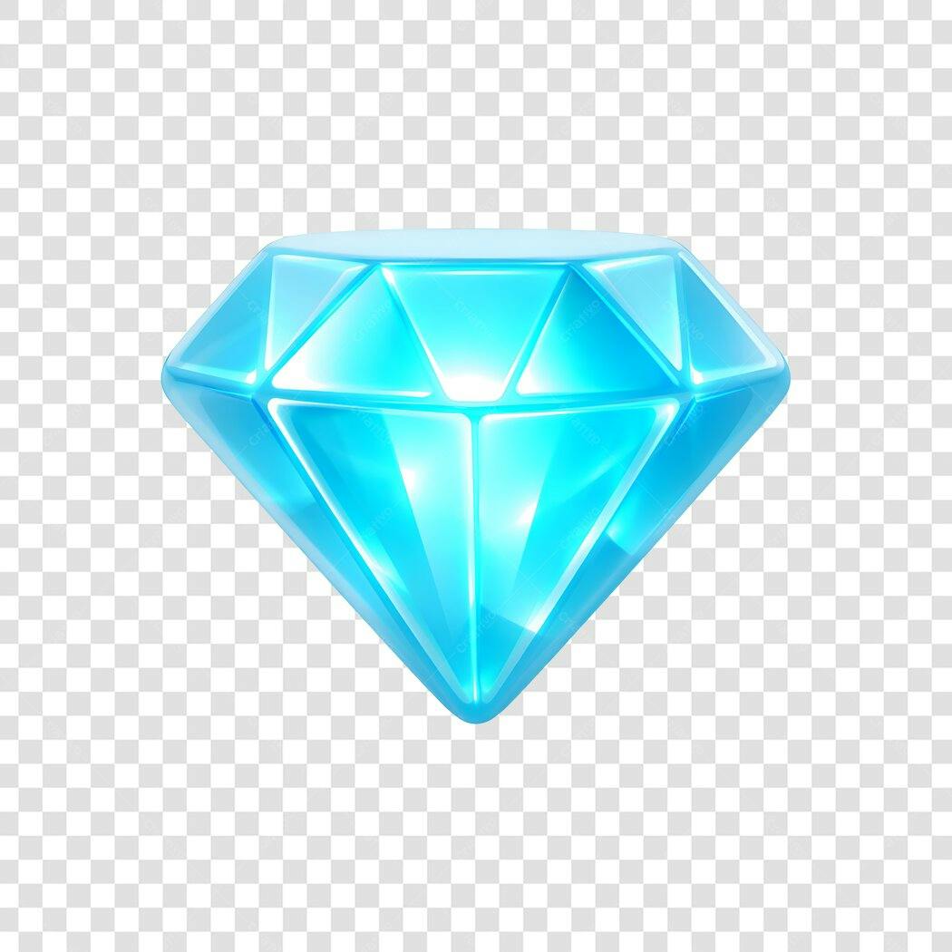 Elemento 3D Diamante Azul Brilhante Joia PNG Fundo Transparente