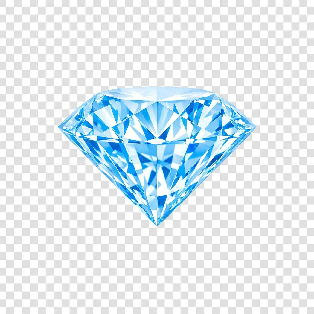 Elemento 3D Diamante Azul Brilhante PNG Fundo Transparente