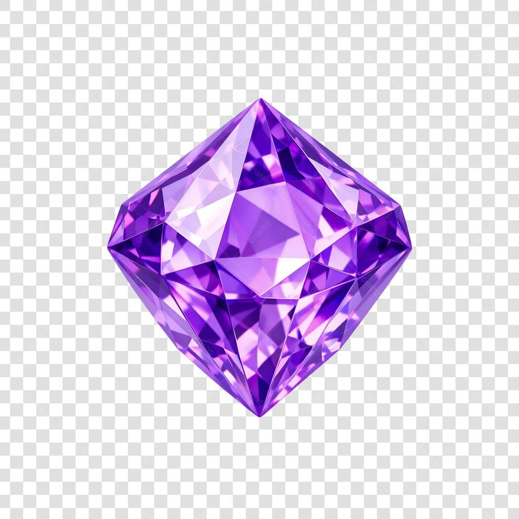 Elemento 3D Diamante Roxo Joia Preciosa PNG Fundo Transparente