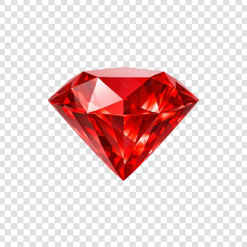 Elemento 3D Diamante Vermelho Joia Luxo PNG Fundo Transparente