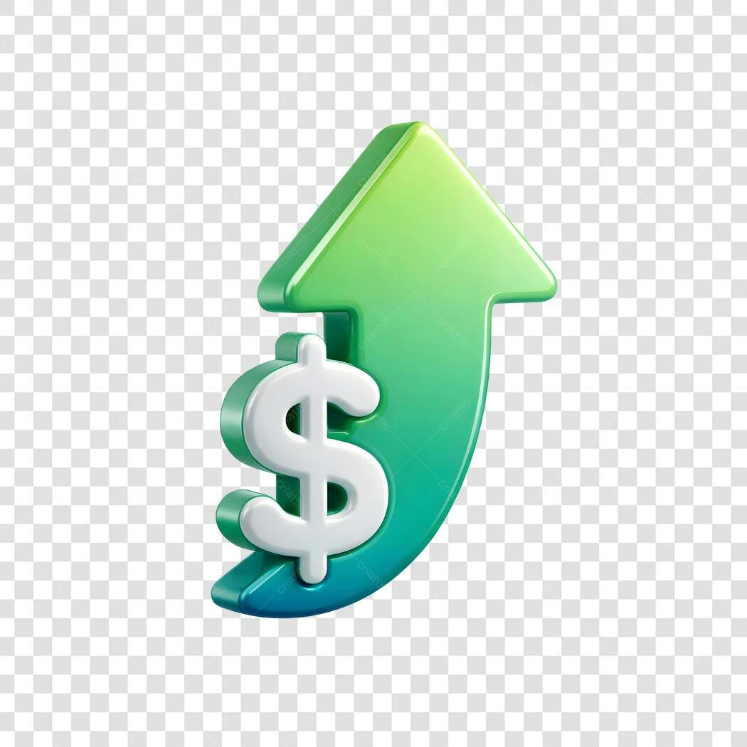 Elemento 3D Dólar Símbolo Aumento Finanças PNG Fundo Transparente