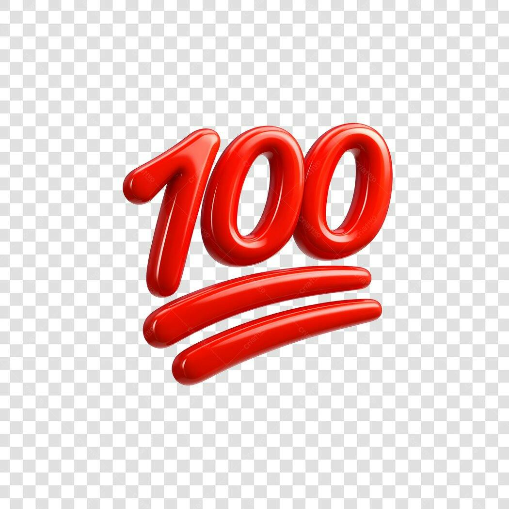 Elemento 3D Emoji 100 Porcento Vermelho PNG Fundo Transparente
