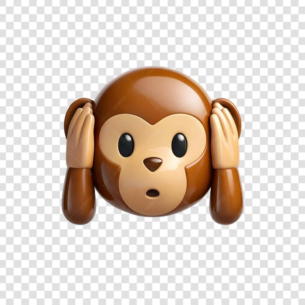 Elemento 3D Emoji Macaco Não Ouço PNG Fundo Transparente