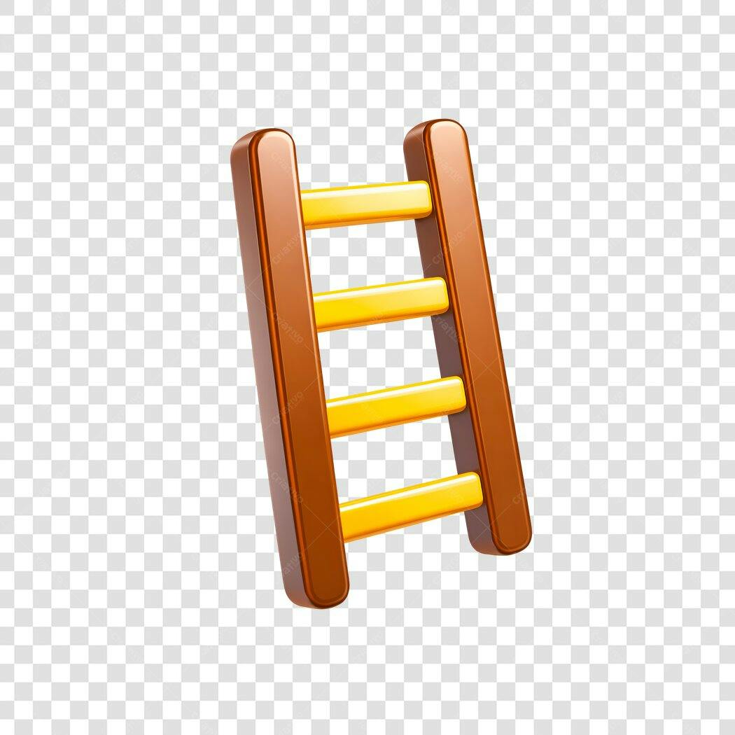 Elemento 3D Escada Marrom Amarela PNG Fundo Transparente