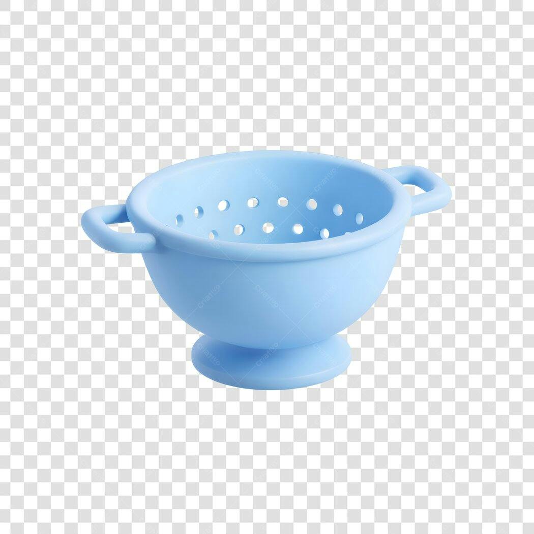 Elemento 3D Escorredor Azul Utensílio Cozinha PNG Fundo Transparente