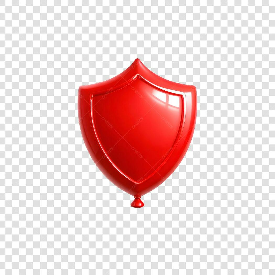 Elemento 3D Escudo Vermelho Proteção Segurança PNG Fundo Transparente