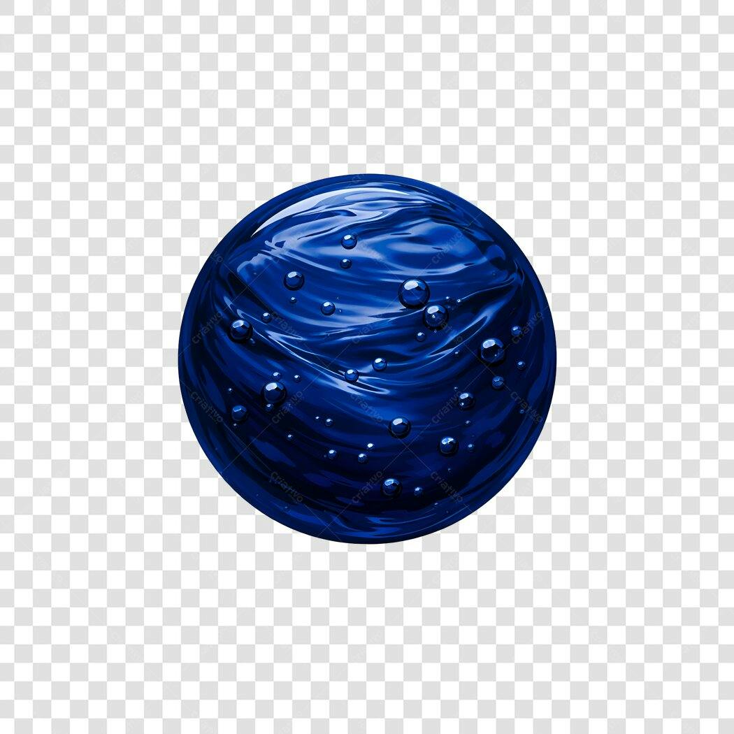 Elemento 3D Esfera Líquida Azul Bolhas PNG Fundo Transparente