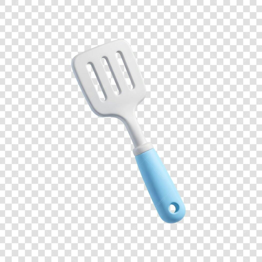 Elemento 3D Espátula Cozinha Branca Azul PNG Fundo Transparente