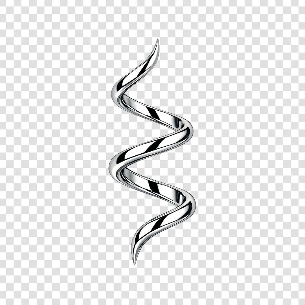 Elemento 3D Espiral Cromado Prata PNG Fundo Transparente