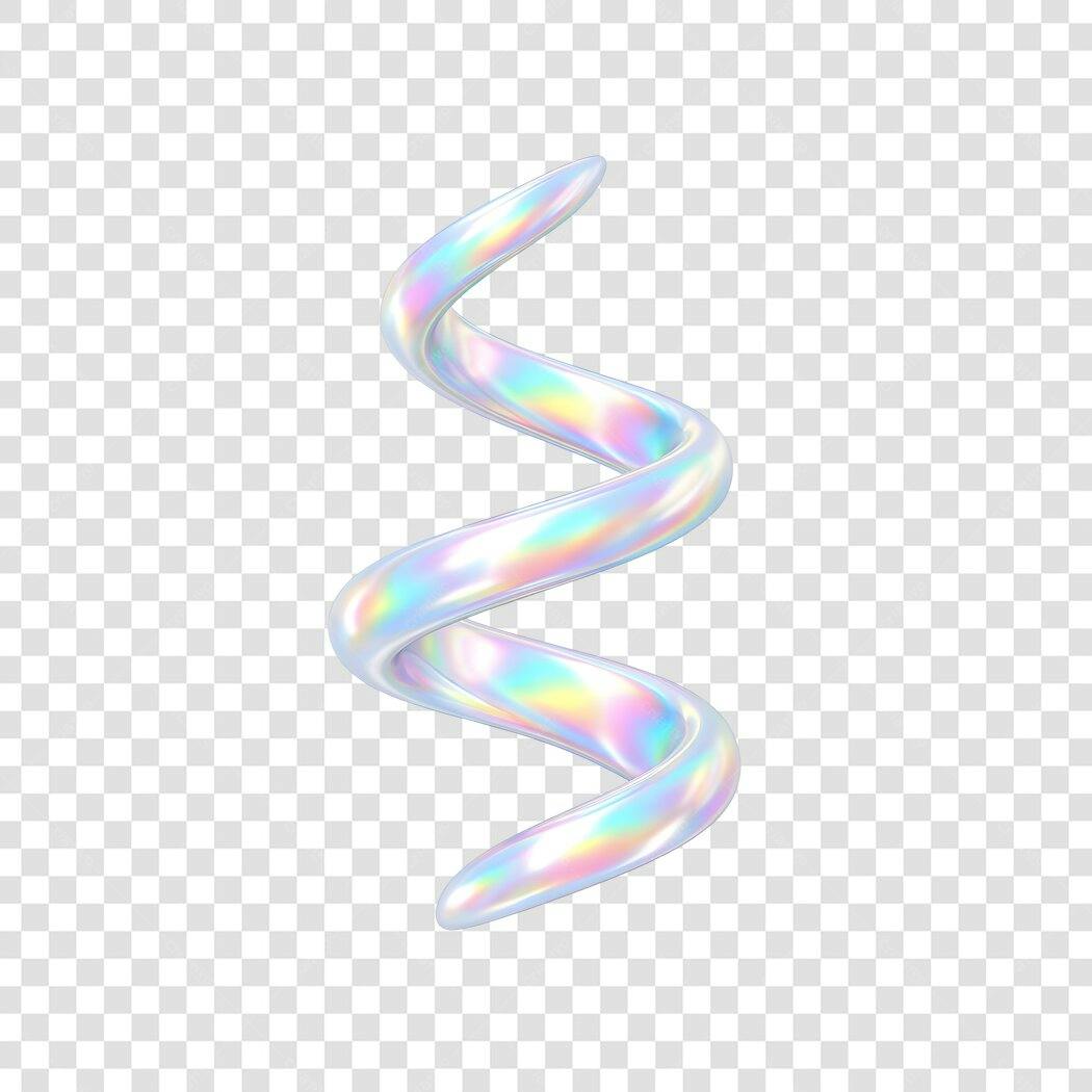 Elemento 3D Espiral Holográfica Abstrata PNG Fundo Transparente