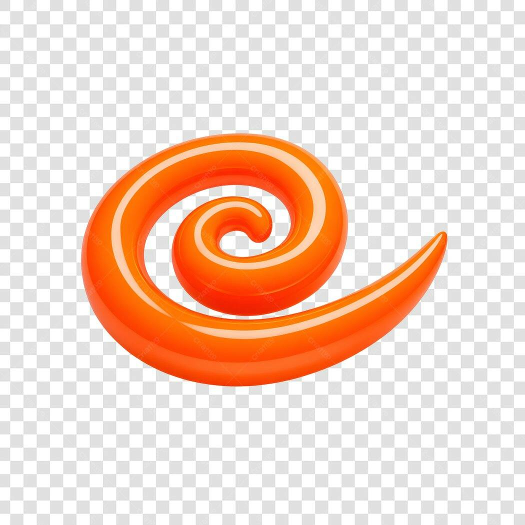 Elemento 3D Espiral Laranja Brilhante PNG Fundo Transparente