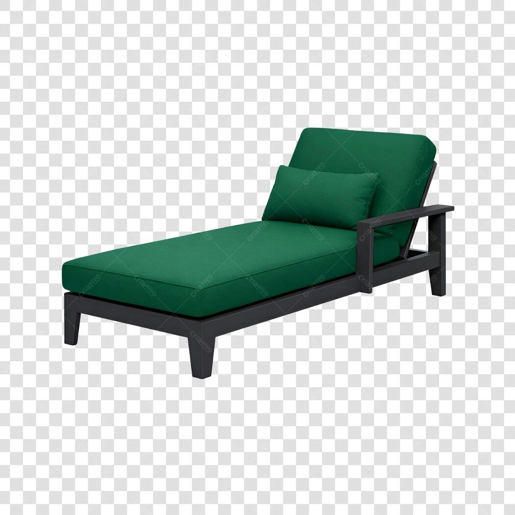 Elemento 3D Espreguiçadeira Piscina Verde PNG Fundo Transparente