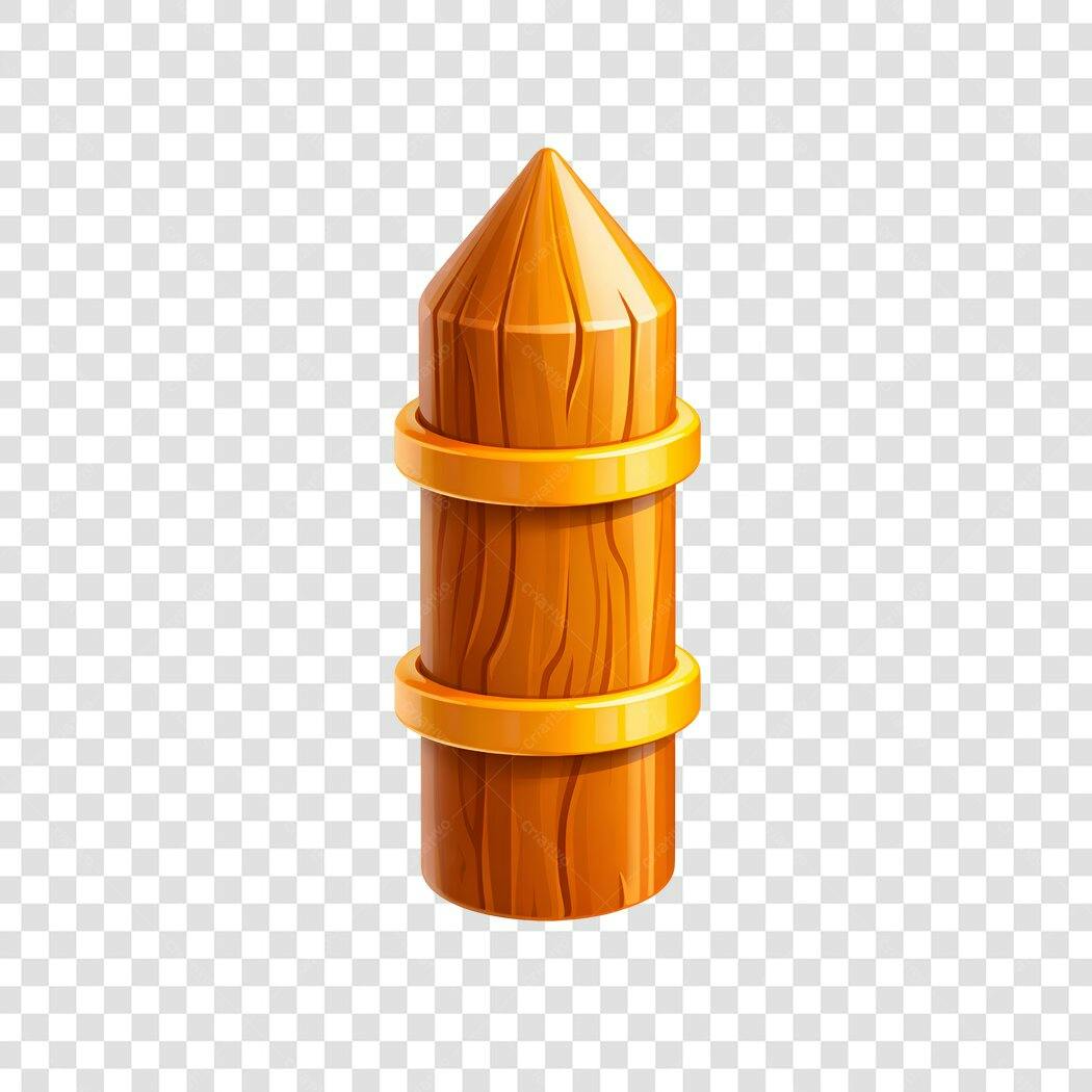 Elemento 3D Estaca Madeira Pontuda Jogo PNG Fundo Transparente