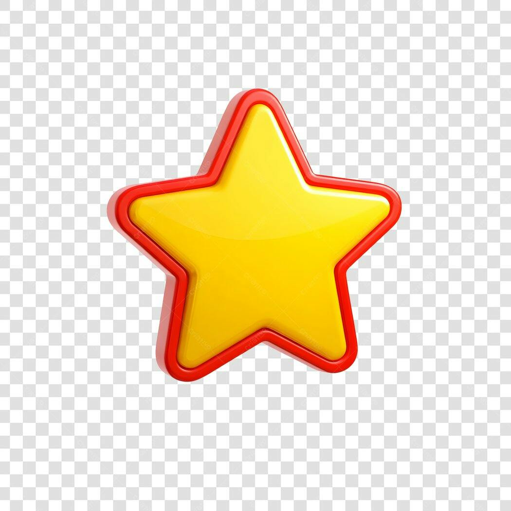 Elemento 3D Estrela Amarela e Vermelha PNG Fundo Transparente