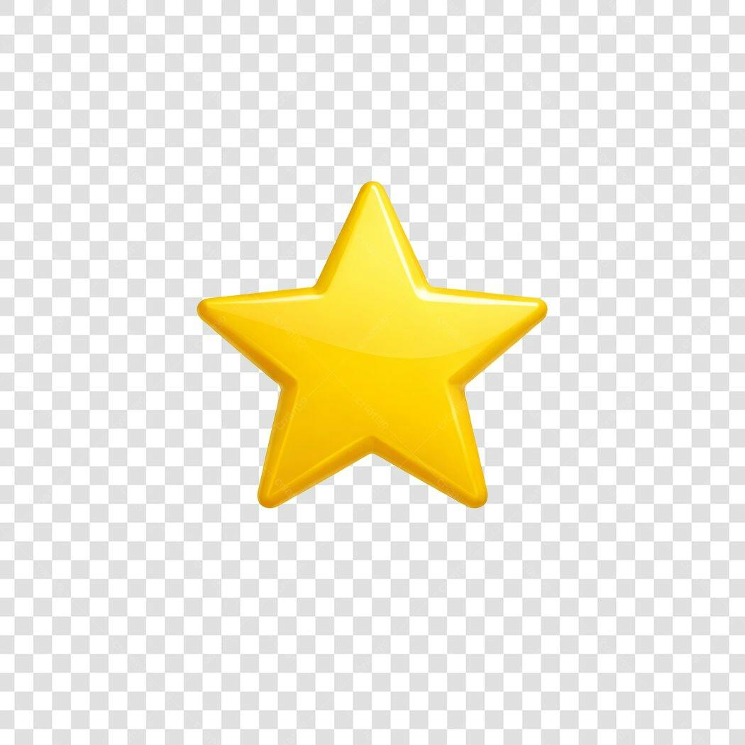 Elemento 3D Estrela Dourada Brilhante PNG Fundo Transparente