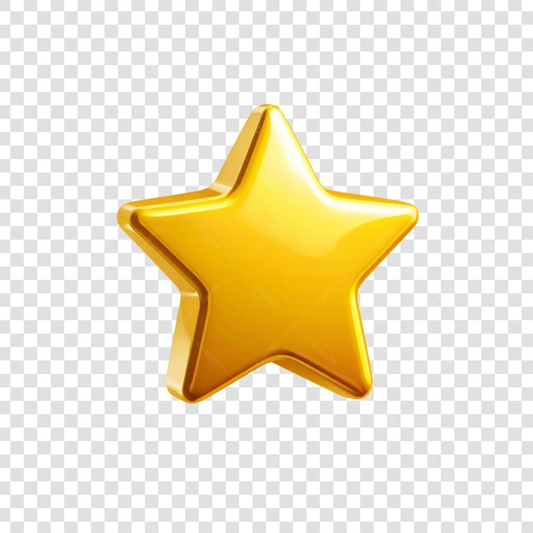 Elemento 3D Estrela Dourada Brilhante PNG Fundo Transparente