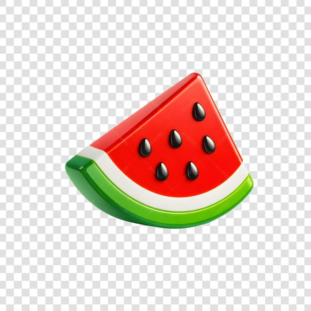 Elemento 3D Fatia Melancia Vermelha PNG Fundo Transparente