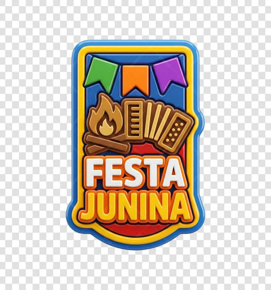 Elemento 3D Festa Junina Junho PNG Fundo Transparente