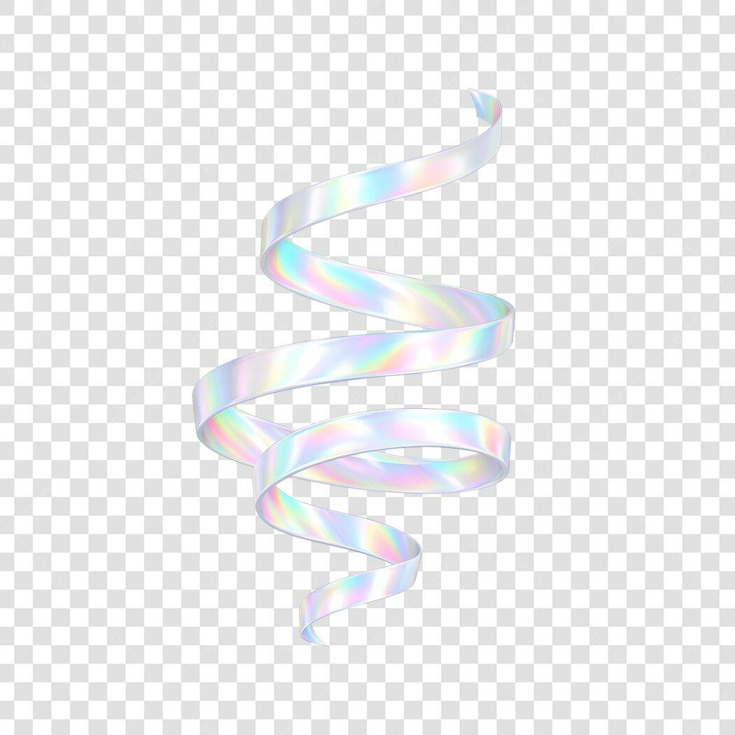 Elemento 3D Fita Holográfica Espiral Decoração PNG Fundo Transparente