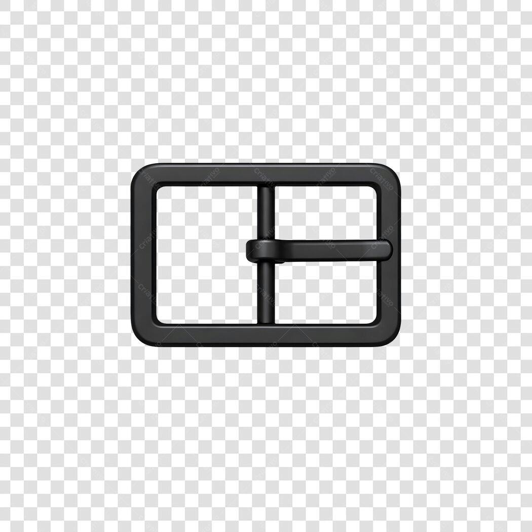 Elemento 3D Fivela Cinto Preta PNG Fundo Transparente