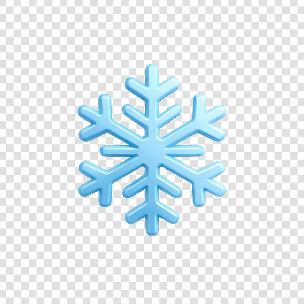 Elemento 3D Floco de Neve Azul Inverno PNG Fundo Transparente