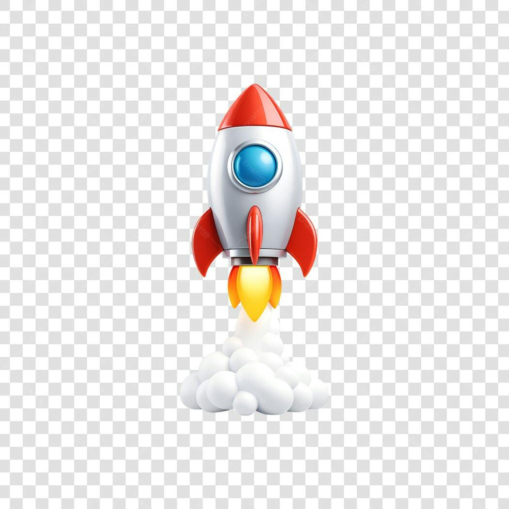 Elemento 3D Foguete Lançamento Espacial PNG Fundo Transparente