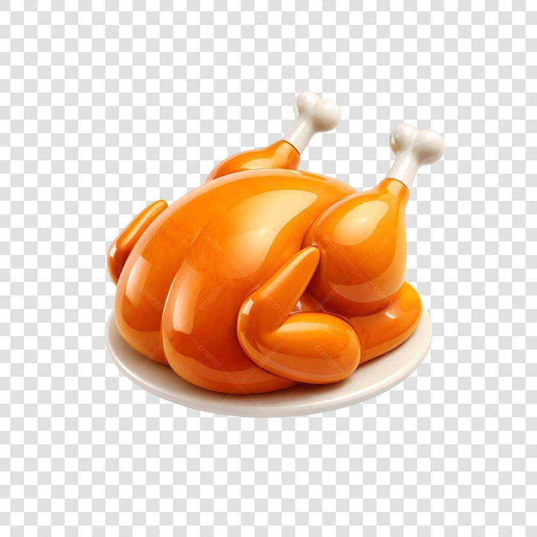Elemento 3D Frango Assado Natal 25 Dezembro PNG Fundo Transparente
