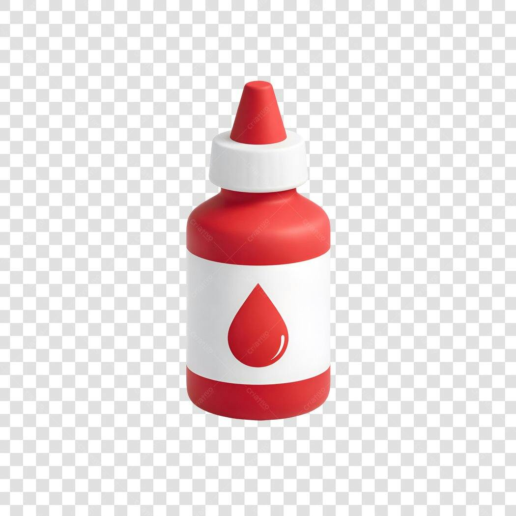 Elemento 3D Frasco Gotas Sangue Vermelho PNG Fundo Transparente