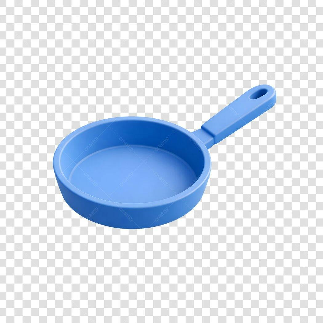 Elemento 3D Frigideira Azul Cozinha PNG Fundo Transparente