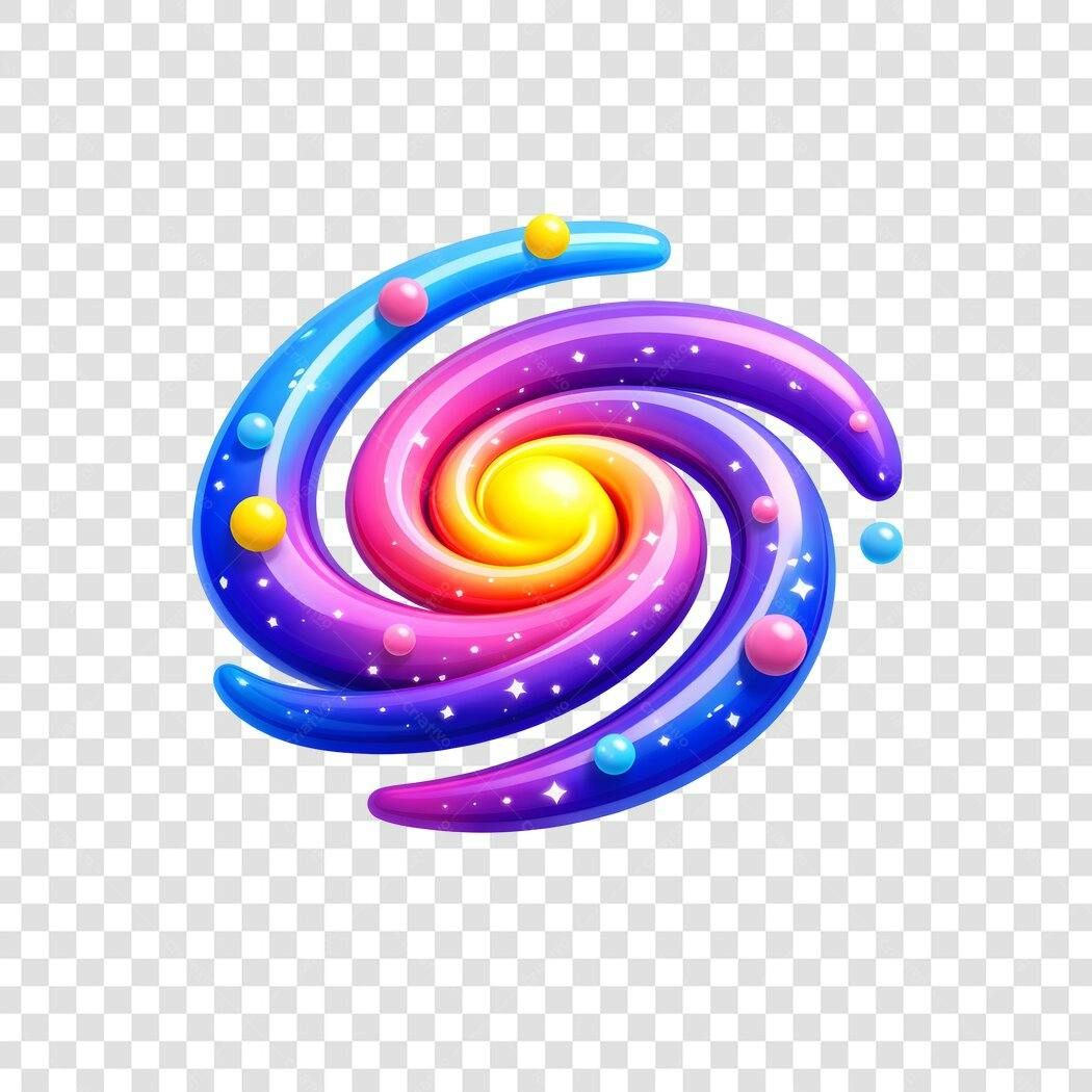 Elemento 3D Galáxia Espiral Colorida PNG Fundo Transparente