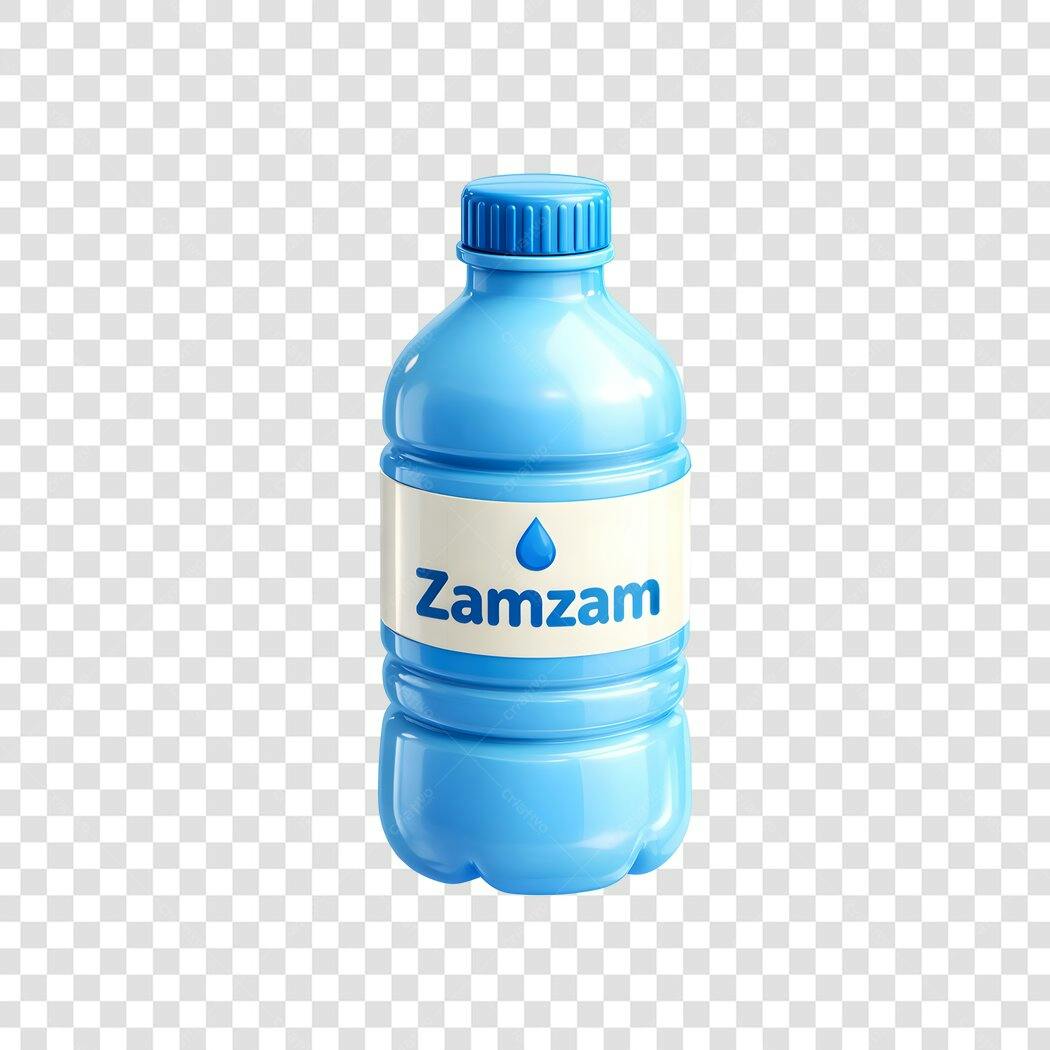 Elemento 3D Garrafa Água Zamzam Azul PNG Fundo Transparente