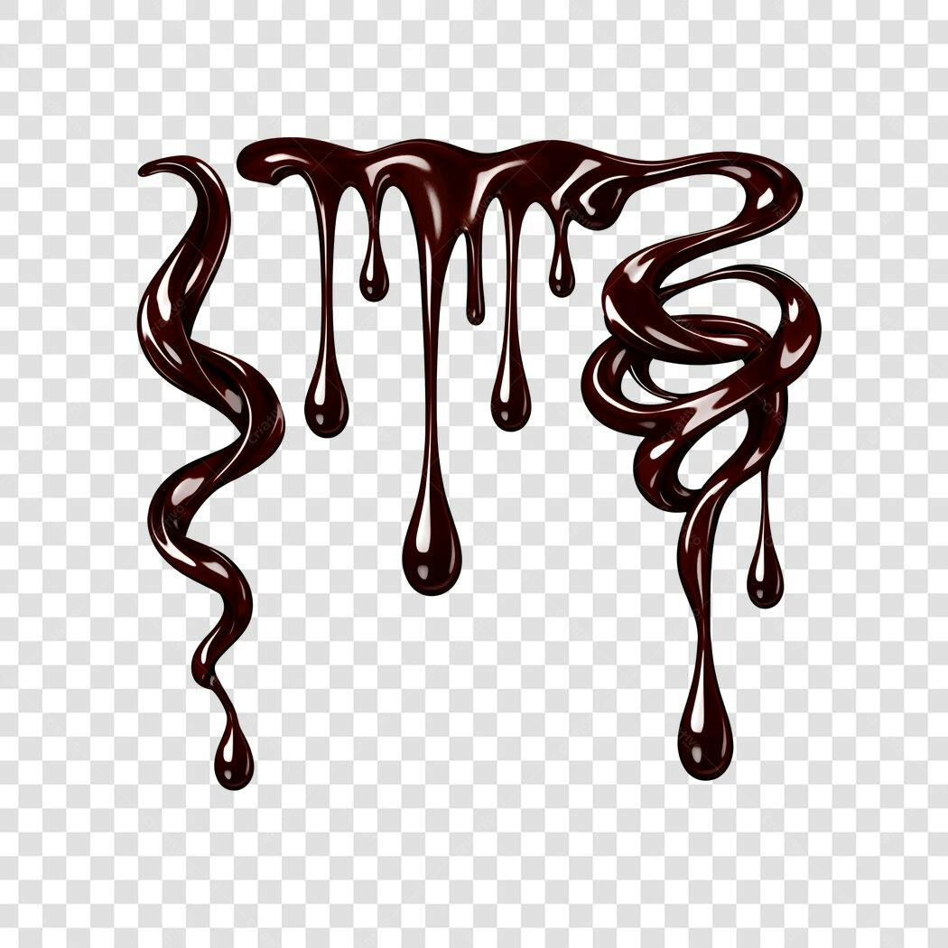 Elemento 3D Gotas de Chocolate Derretido PNG Fundo Transparente