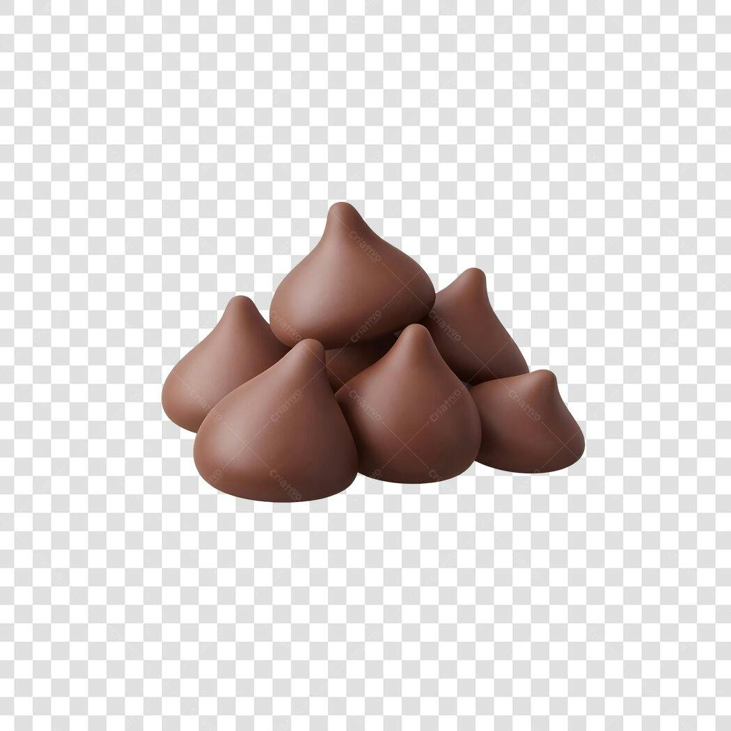 Elemento 3D Gotas de Chocolate Marrom PNG Fundo Transparente