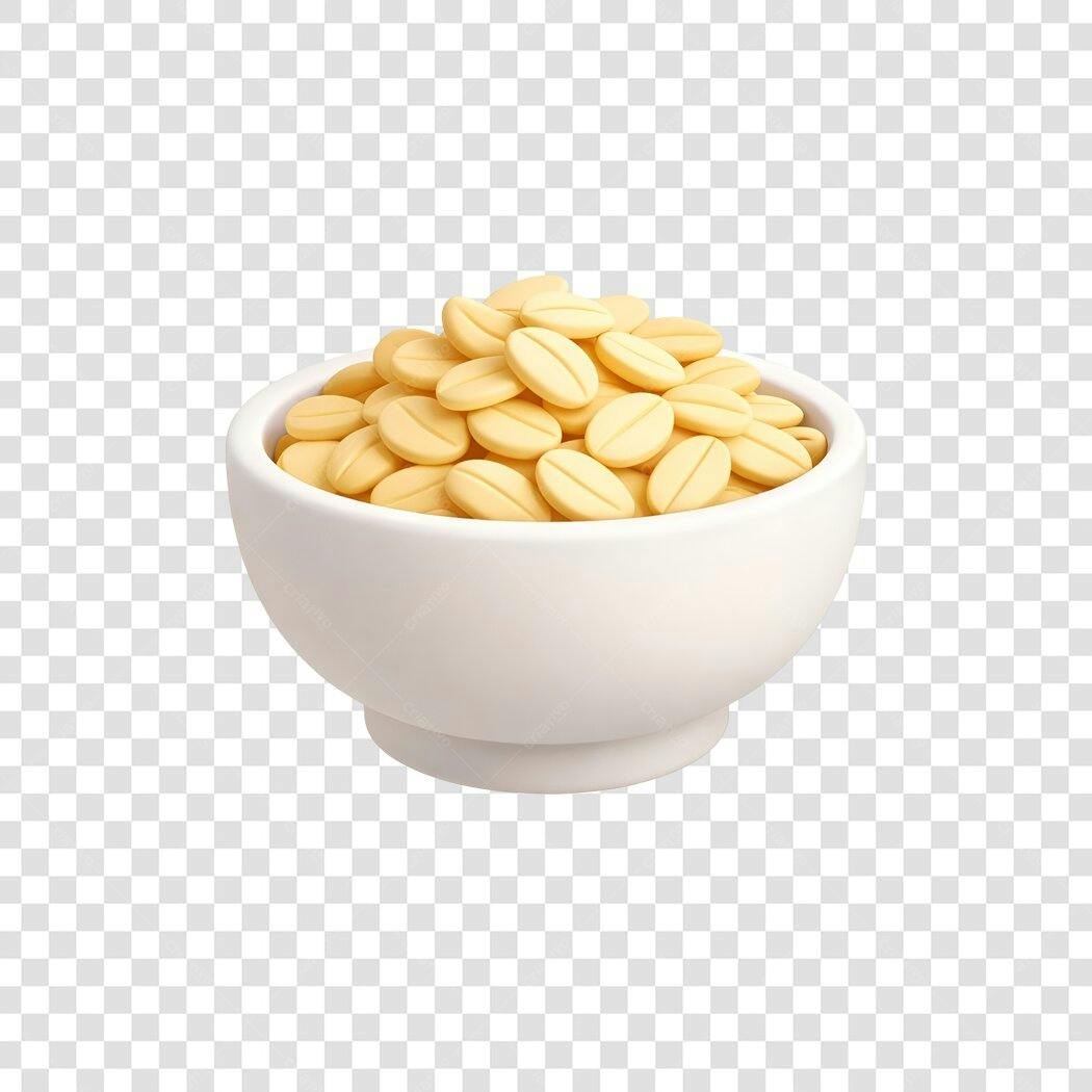 Elemento 3D Grãos de Café Brancos Tigela PNG Fundo Transparente