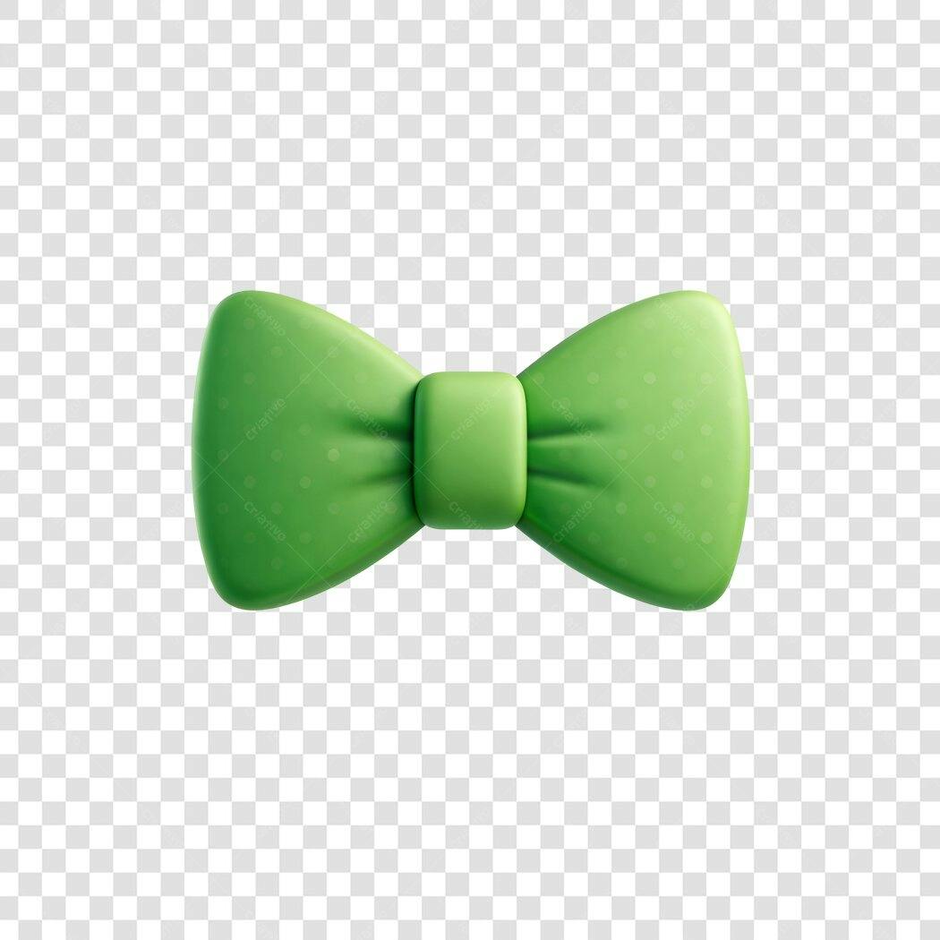 Elemento 3D Gravata Borboleta Verde Masculina PNG Fundo Transparente
