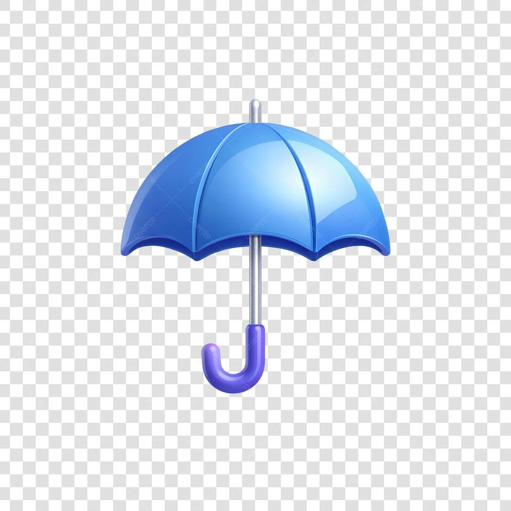 Elemento 3D Guarda-Chuva Azul Chuva PNG Fundo Transparente