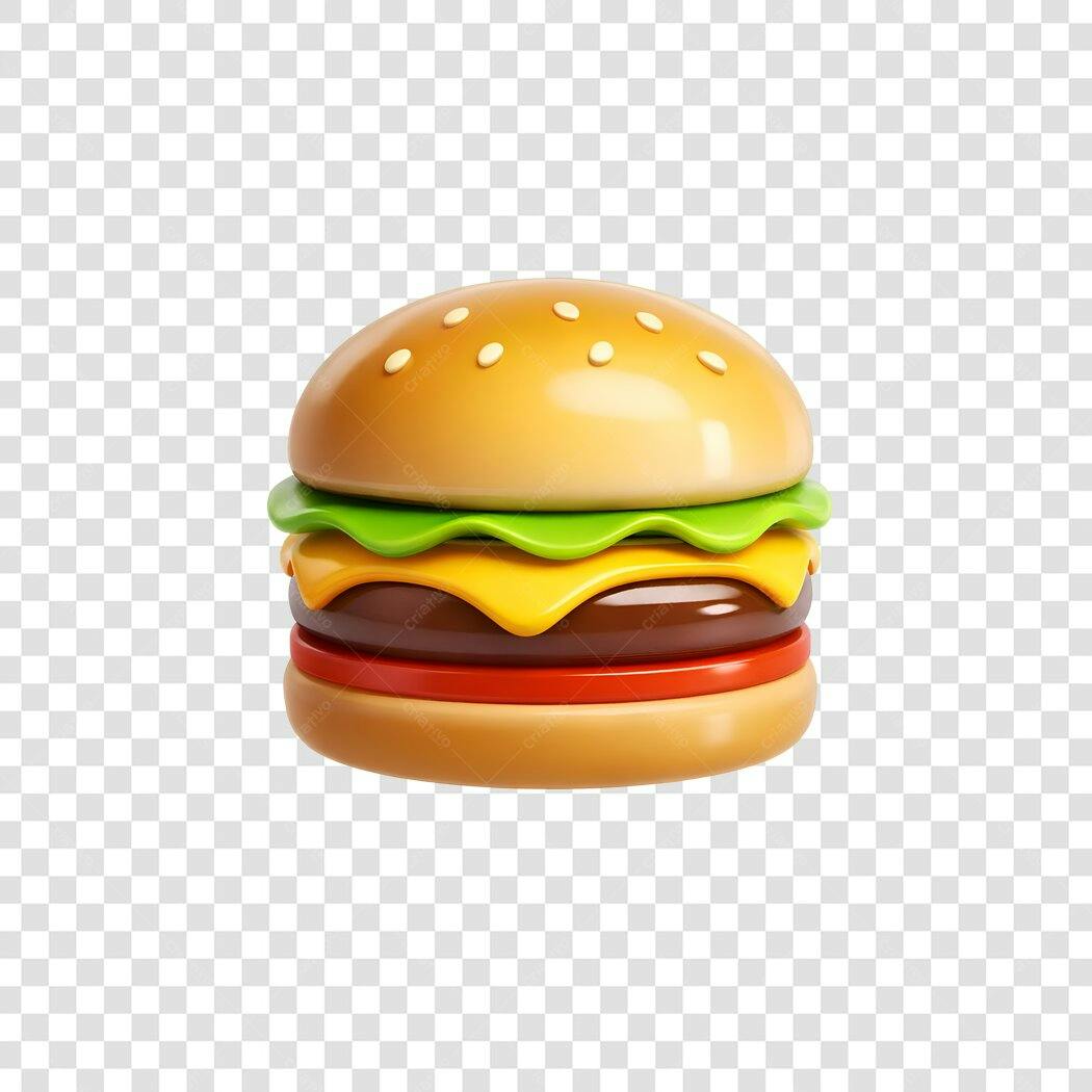 Elemento 3D Hambúrguer Lanchonete Fast Food PNG Fundo Transparente