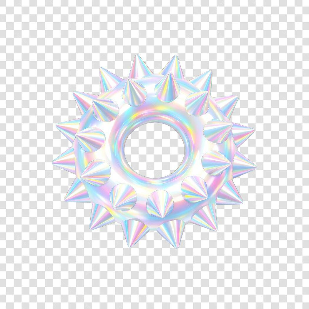 Elemento 3D Holográfico Espinhos Abstrato PNG Fundo Transparente