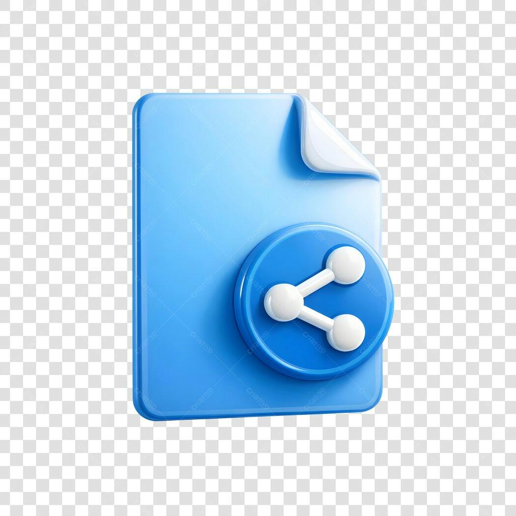 Elemento 3D Ícone Compartilhar Arquivo Azul PNG Fundo Transparente