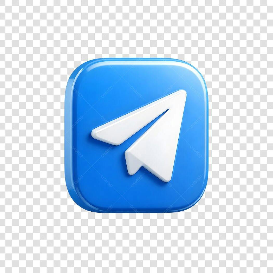 Elemento 3D Ícone Telegram Azul Redondo PNG Fundo Transparente