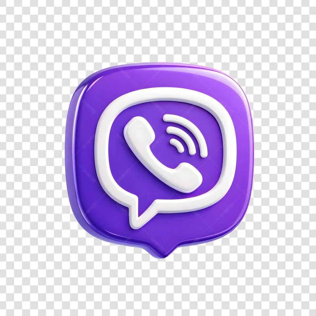 Elemento 3D Ícone Viber Roxo Comunicação PNG Fundo Transparente