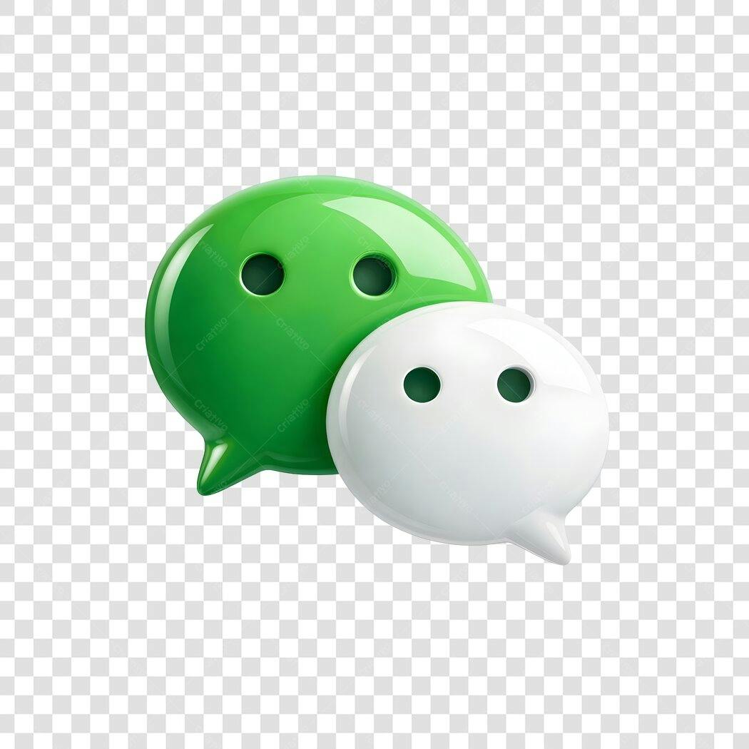 Elemento 3D Ícone WeChat Verde Branco PNG Fundo Transparente