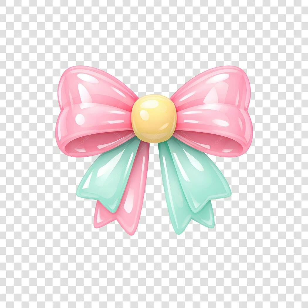 Elemento 3D Laço Rosa e Azul Bebê Decoração PNG Fundo Transparente